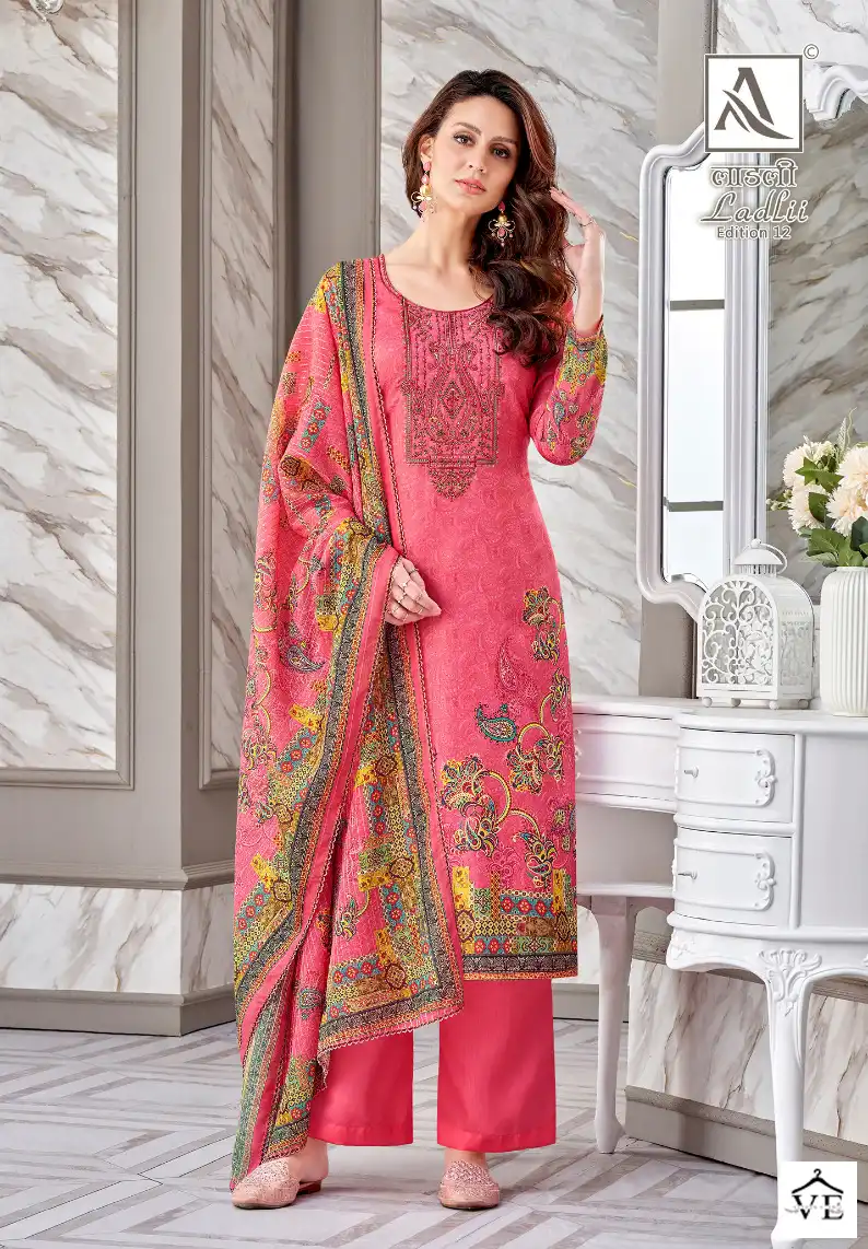 Alok Suits Ladlii Edition Vol 12 Jam Cotton Wholesale Designer Salwar Suit Catalog — Wholesale Salwar Suits, MPA wholesale from Surat - Gallery Image 7