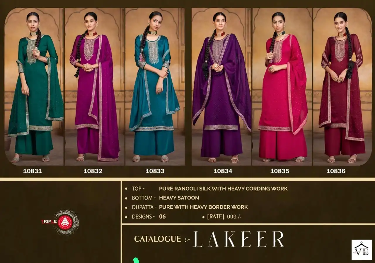Vardan Ethnic Lakeer Pure Rangoli Silk Wholesale Designer Salwar Suit Catalog — Wholesale Salwar Suits, MPA wholesale from Surat — view 7