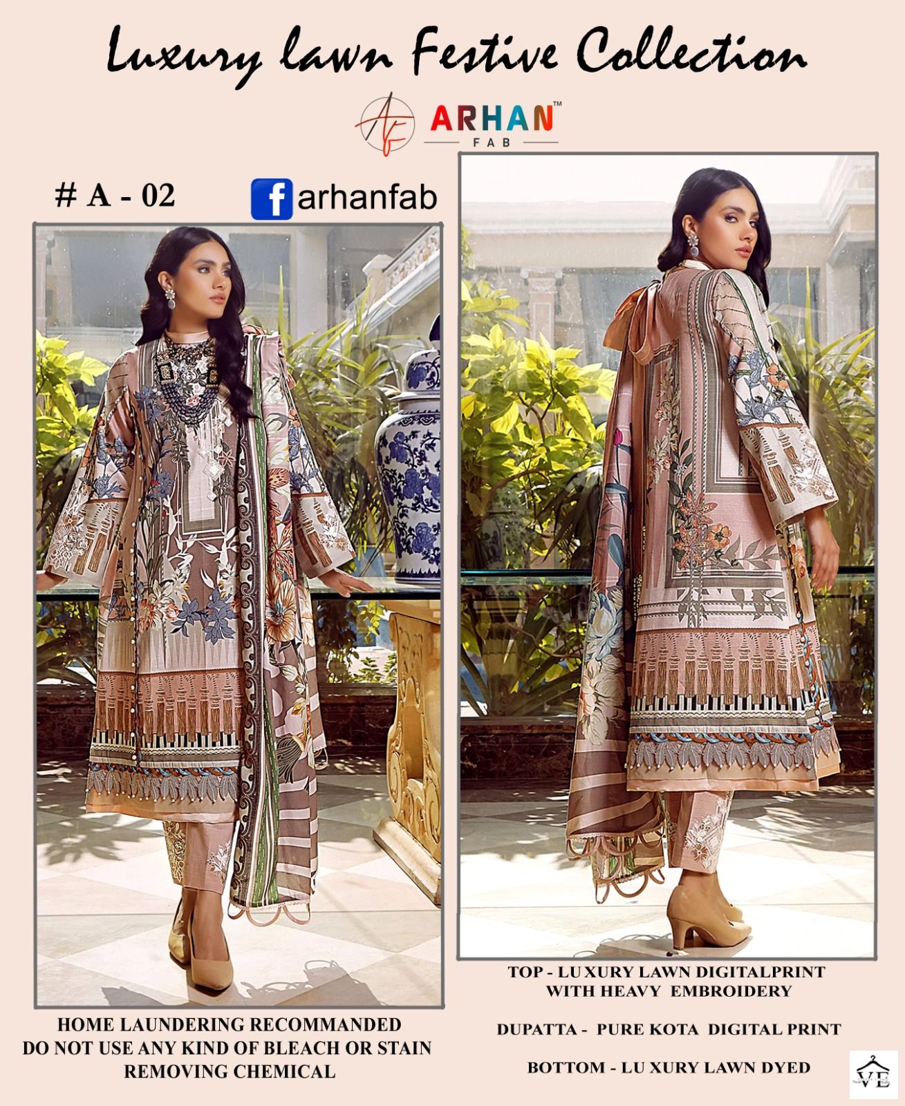 Arhan Fab Luxury Lawn Festive Collection Digital Print Wholesale Pakistani Suit Catalog — Wholesale Salwar Suits, MPA wholesale from Surat - Gallery Image 4