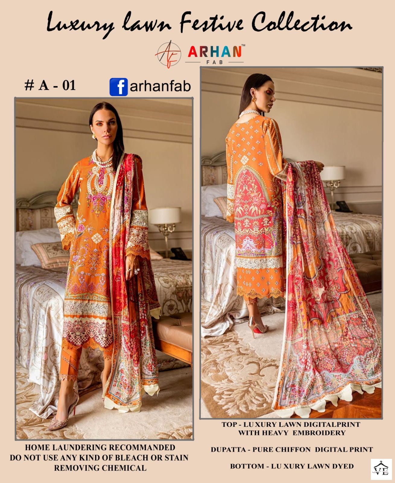 Arhan Fab Luxury Lawn Festive Collection Digital Print Wholesale Pakistani Suit Catalog — Wholesale Salwar Suits, MPA wholesale from Surat - Gallery Image 5