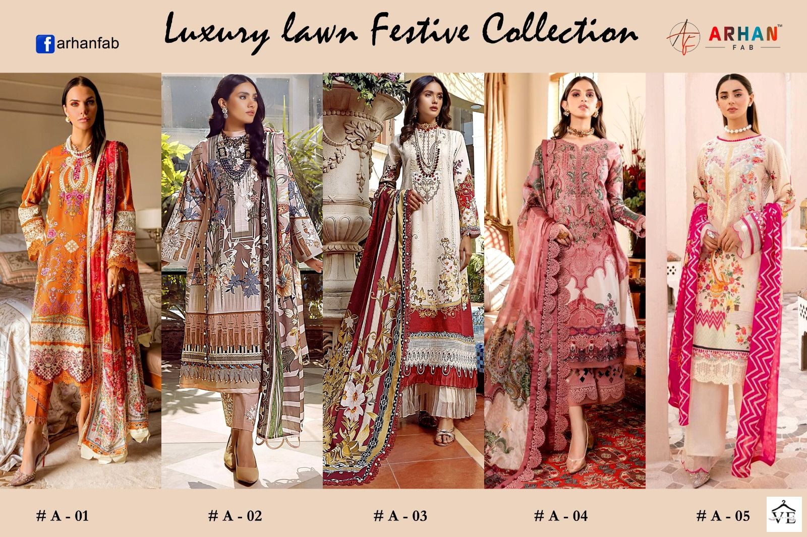 Arhan Fab Luxury Lawn Festive Collection Digital Print Wholesale Pakistani Suit Catalog — Wholesale Salwar Suits, MPA wholesale from Surat — view 6