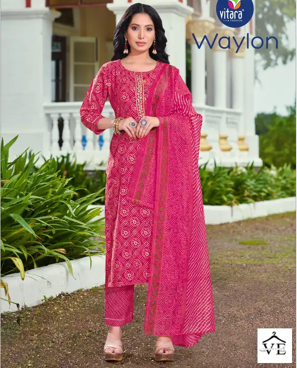 Vitara Lehariya Pure Cotton Wholesale Readymade Suits Catalog — Wholesale Salwar Suits, MPA wholesale from Surat — view 1