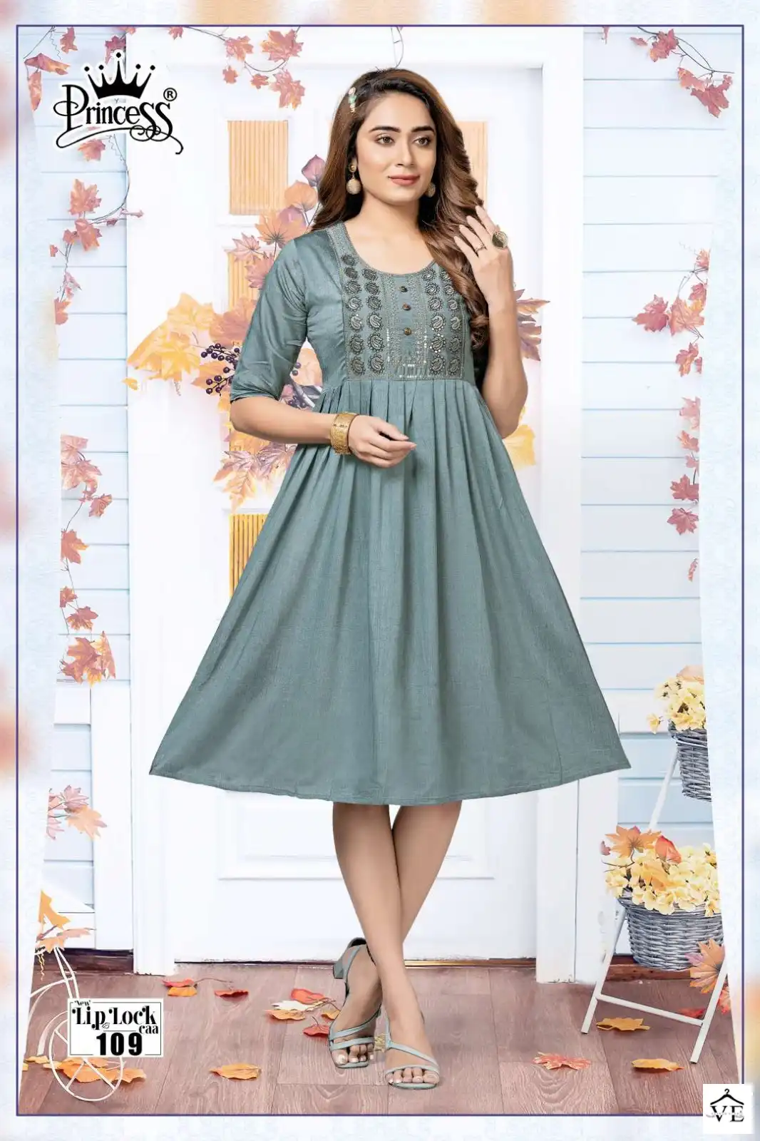 Vardan Ethnic Lip Lock Rayon Wholesale Fancy Frock Style Kurtis Catalog — Wholesale Kurtis, MPA wholesale from Surat - Gallery Image 7