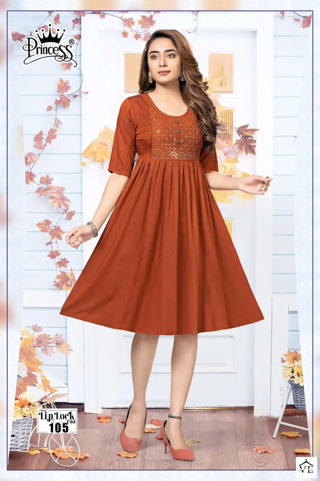 Vardan Ethnic Lip Lock Rayon Wholesale Fancy Frock Style Kurtis Catalog — Wholesale Kurtis, MPA wholesale from Surat - Gallery Image 4