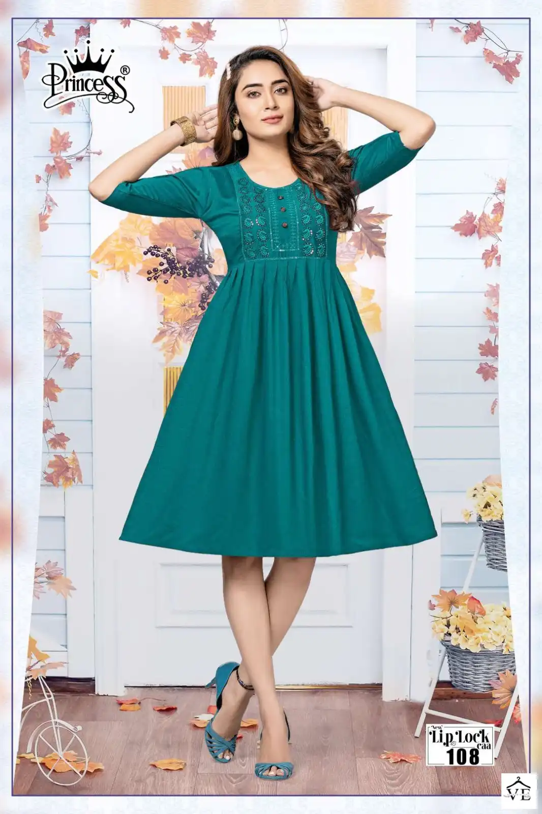 Vardan Ethnic Lip Lock Rayon Wholesale Fancy Frock Style Kurtis Catalog — Wholesale Kurtis, MPA wholesale from Surat - Gallery Image 6