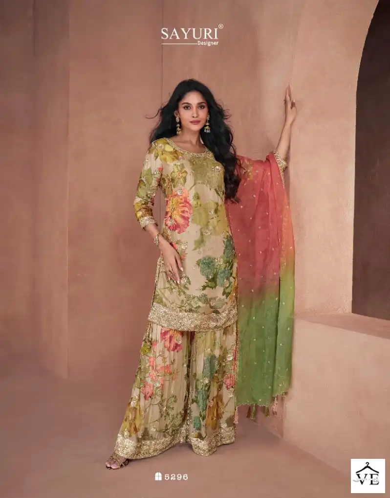 Sayuri Lotus Real Georgette Wholesale Free Size Stitched Suits Catalog — Wholesale Salwar Suits, Sayuri Designer wholesale from Surat — view 2