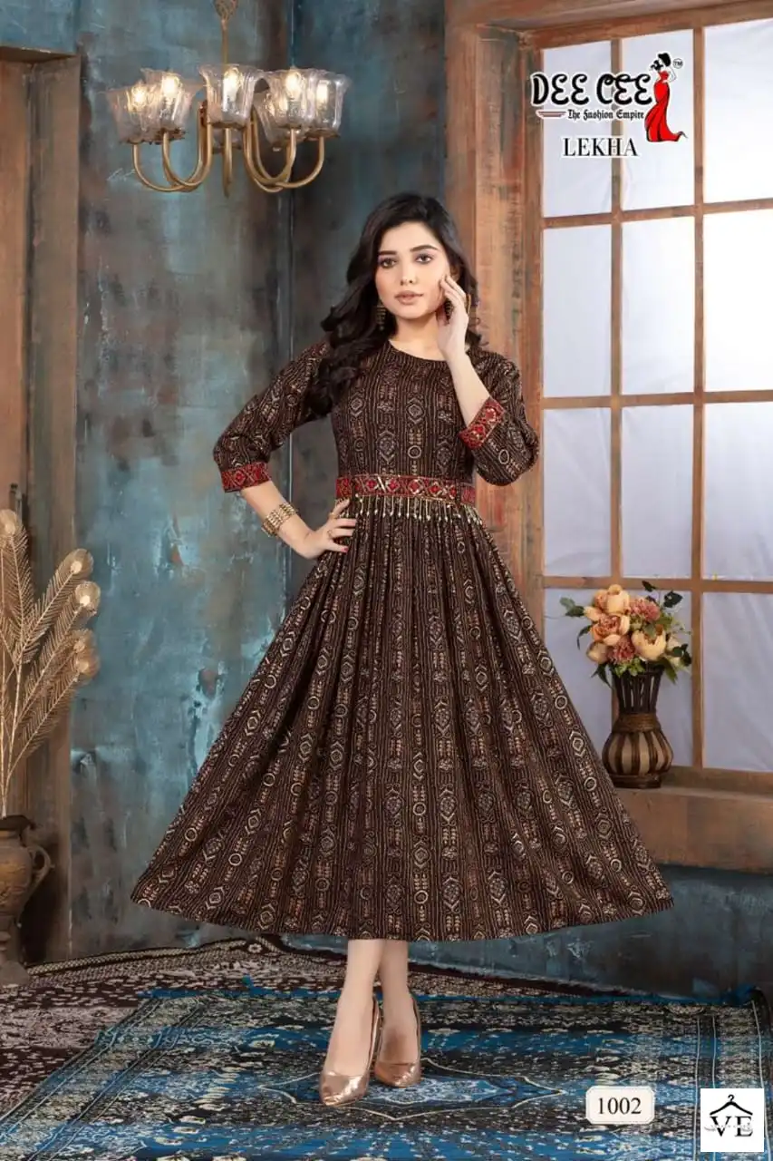 Deecee Lekha Heavy Rayon Print Wholesale Full Flaired Kurti Catalog — Wholesale Kurtis, MPA wholesale from Surat - Gallery Image 2