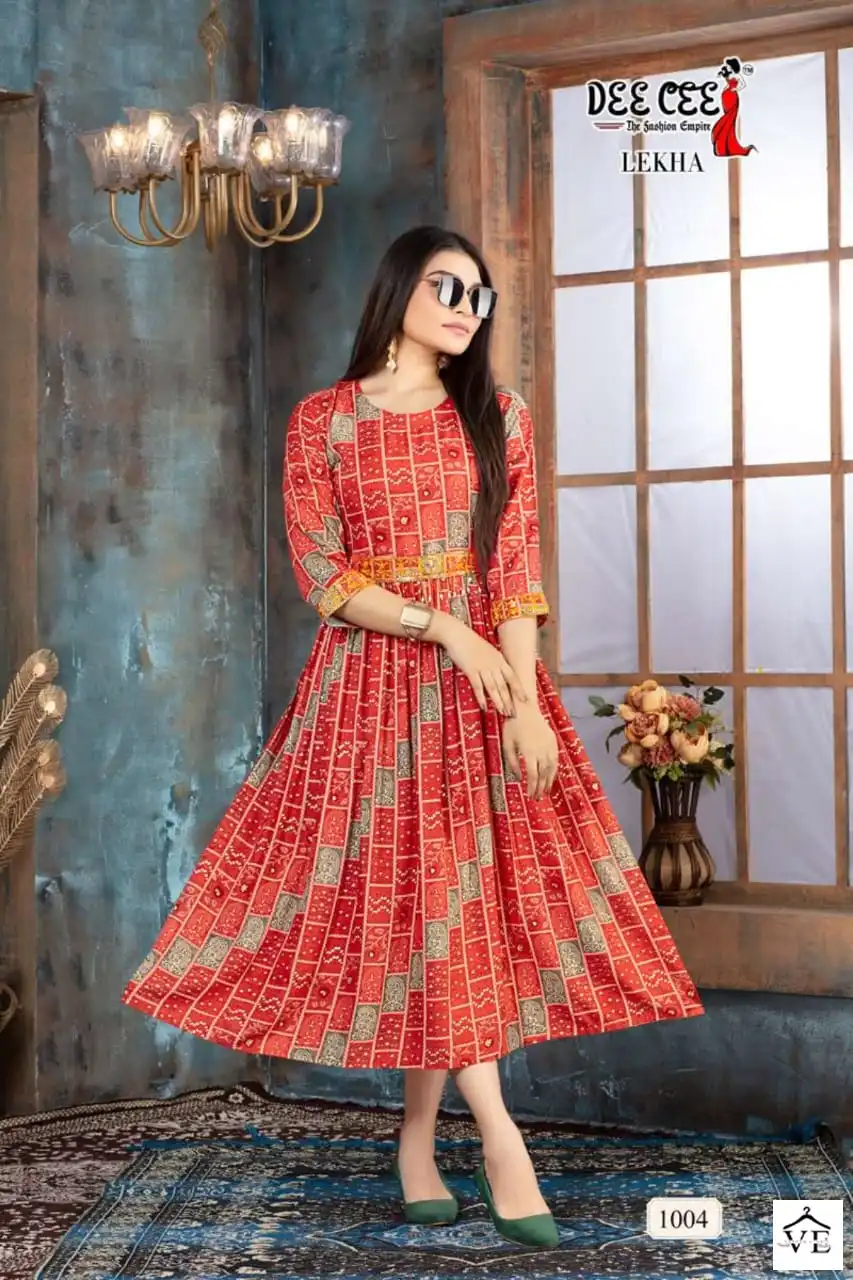 Deecee Lekha Heavy Rayon Print Wholesale Full Flaired Kurti Catalog — Wholesale Kurtis, MPA wholesale from Surat - Gallery Image 4