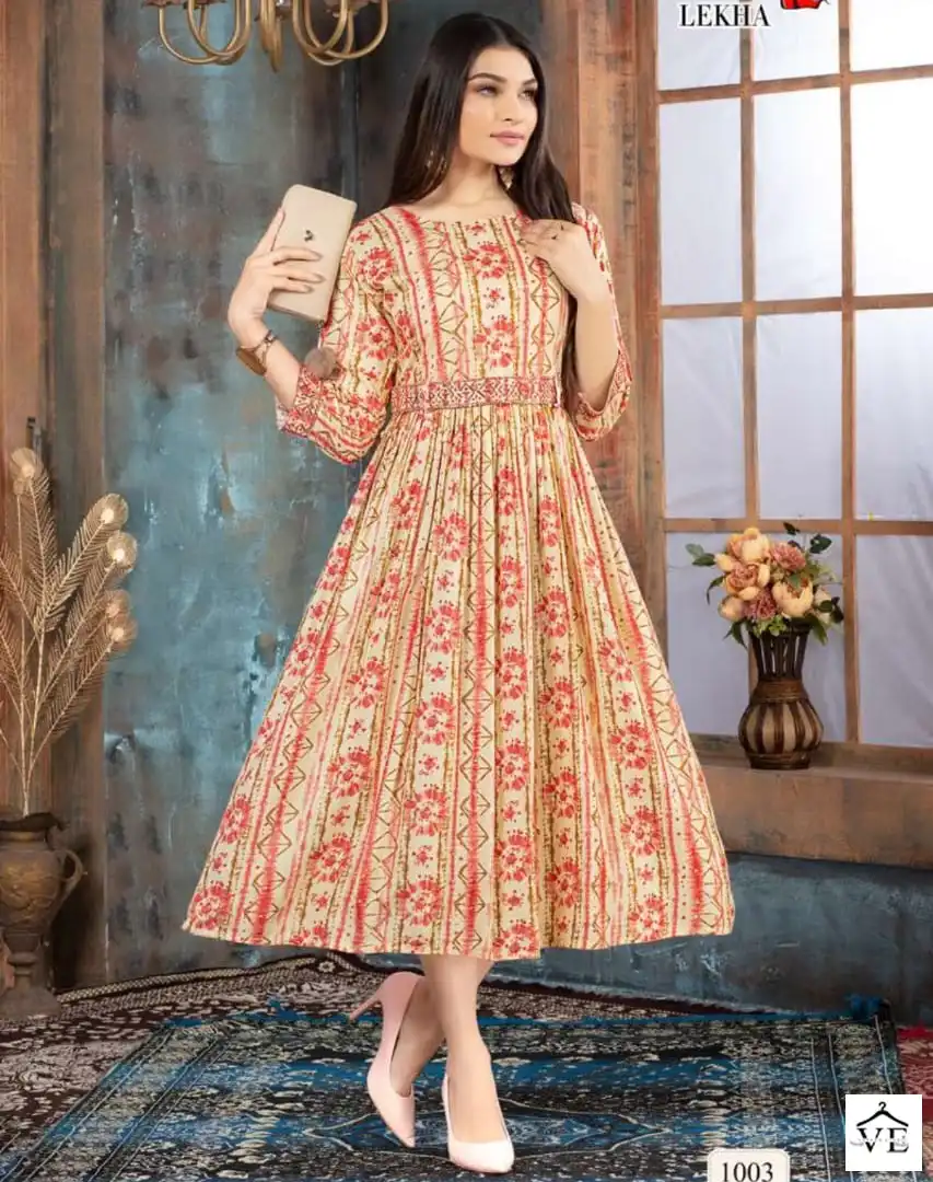 Deecee Lekha Heavy Rayon Print Wholesale Full Flaired Kurti Catalog — Wholesale Kurtis, MPA wholesale from Surat — view 1