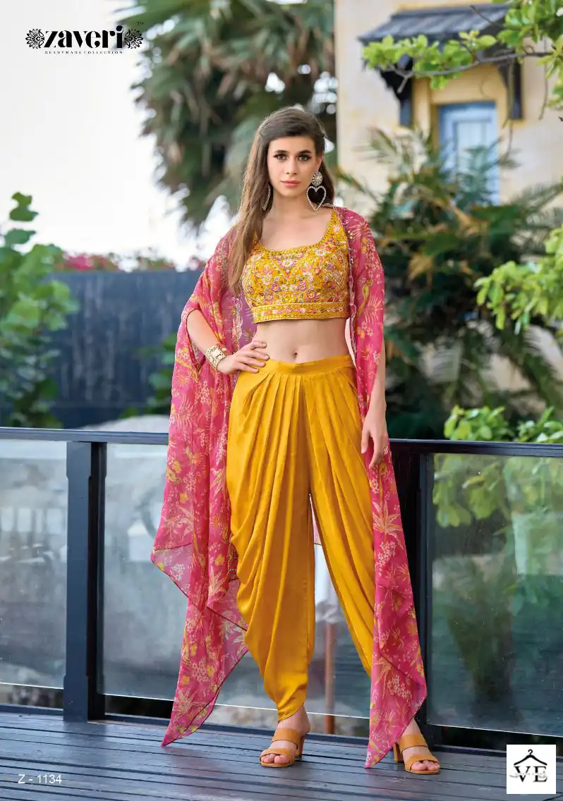 Zaveri Liana Heavy Satin Silk Wholesale Indo Western Catalog — Wholesale Salwar Suits, MPA wholesale from Surat - Gallery Image 4