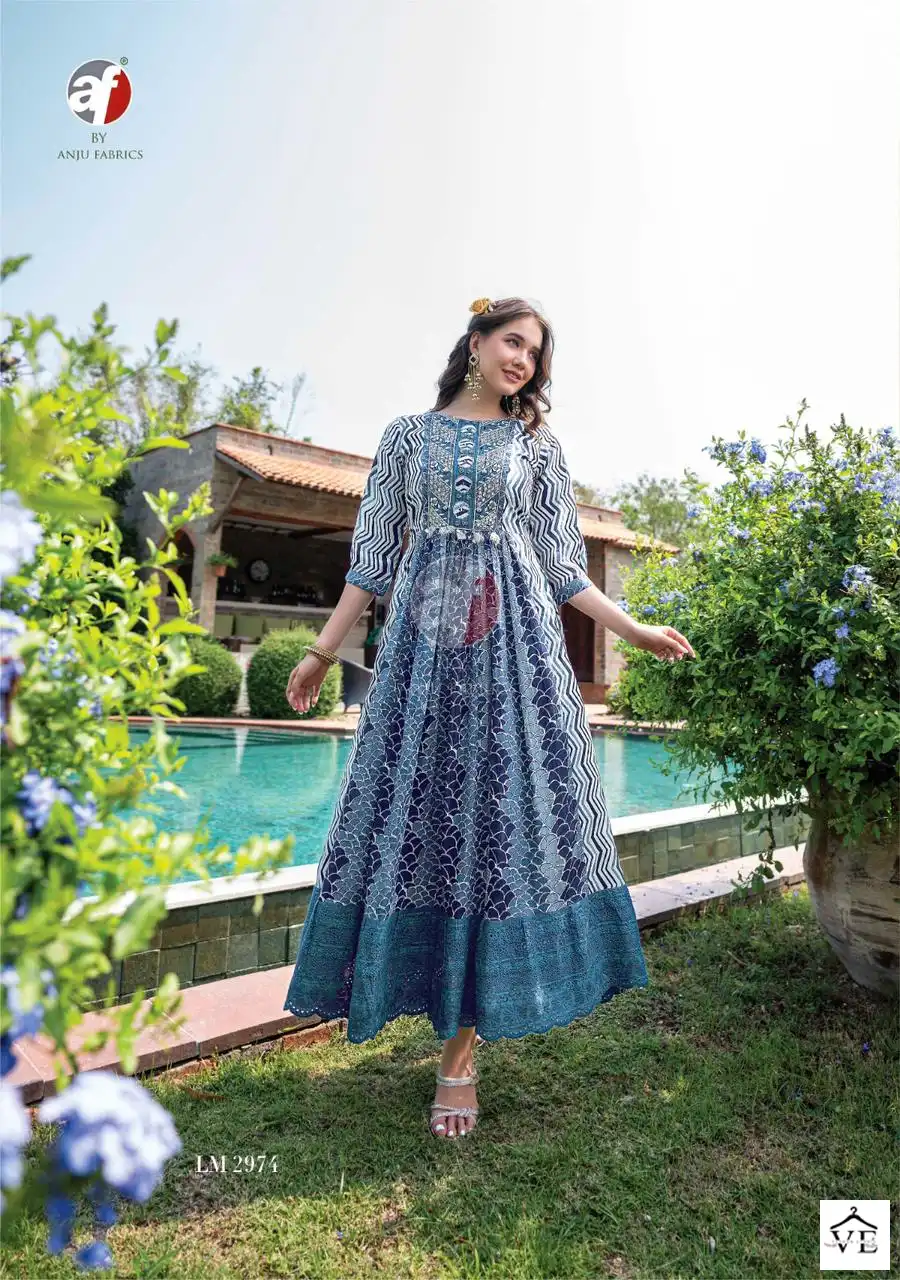 Anju Fabrics Lime Light Vol 2 Premium Malai Cotton Wholesale Designer Gown Catalog — Wholesale Kurtis, MPA wholesale from Surat - Gallery Image 4