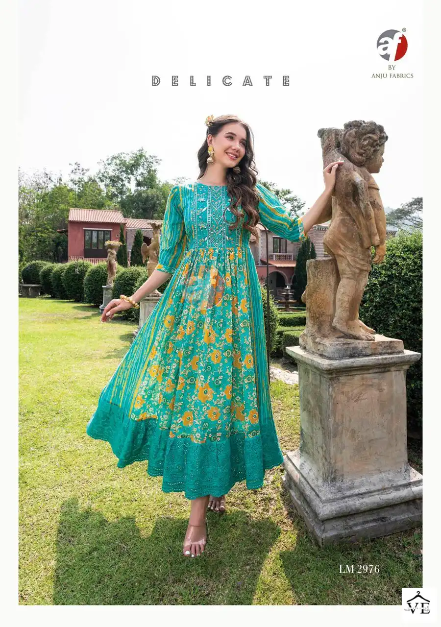 Anju Fabrics Lime Light Vol 2 Premium Malai Cotton Wholesale Designer Gown Catalog — Wholesale Kurtis, MPA wholesale from Surat - Gallery Image 5