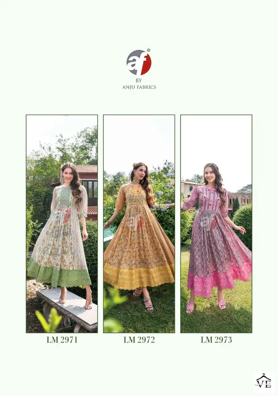 Anju Fabrics Lime Light Vol 2 Premium Malai Cotton Wholesale Designer Gown Catalog — Wholesale Kurtis, MPA wholesale from Surat - Gallery Image 7