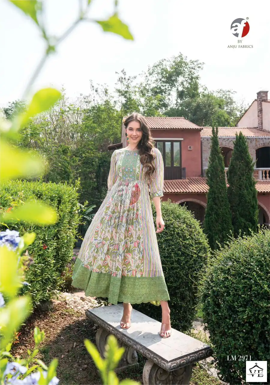 Anju Fabrics Lime Light Vol 2 Premium Malai Cotton Wholesale Designer Gown Catalog — Wholesale Kurtis, MPA wholesale from Surat - Gallery Image 6
