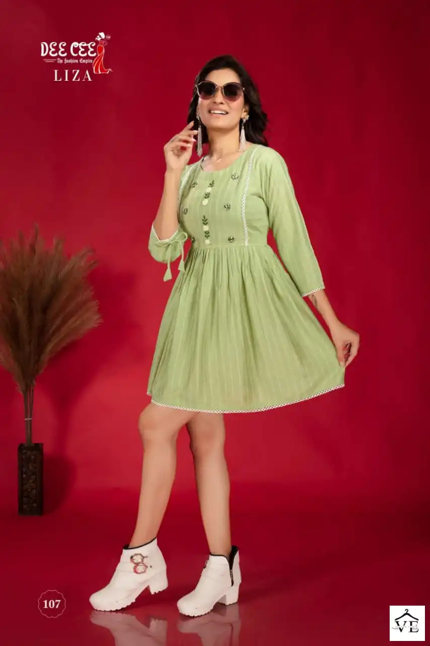 Deecee Liza Fancy Wholesale Short Kurtis Catalog — Wholesale Kurtis, MPA wholesale from Surat - Gallery Image 4