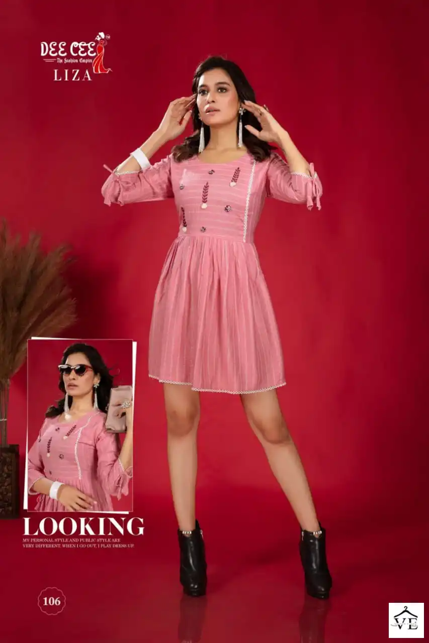 Deecee Liza Fancy Wholesale Short Kurtis Catalog — Wholesale Kurtis, MPA wholesale from Surat - Gallery Image 5