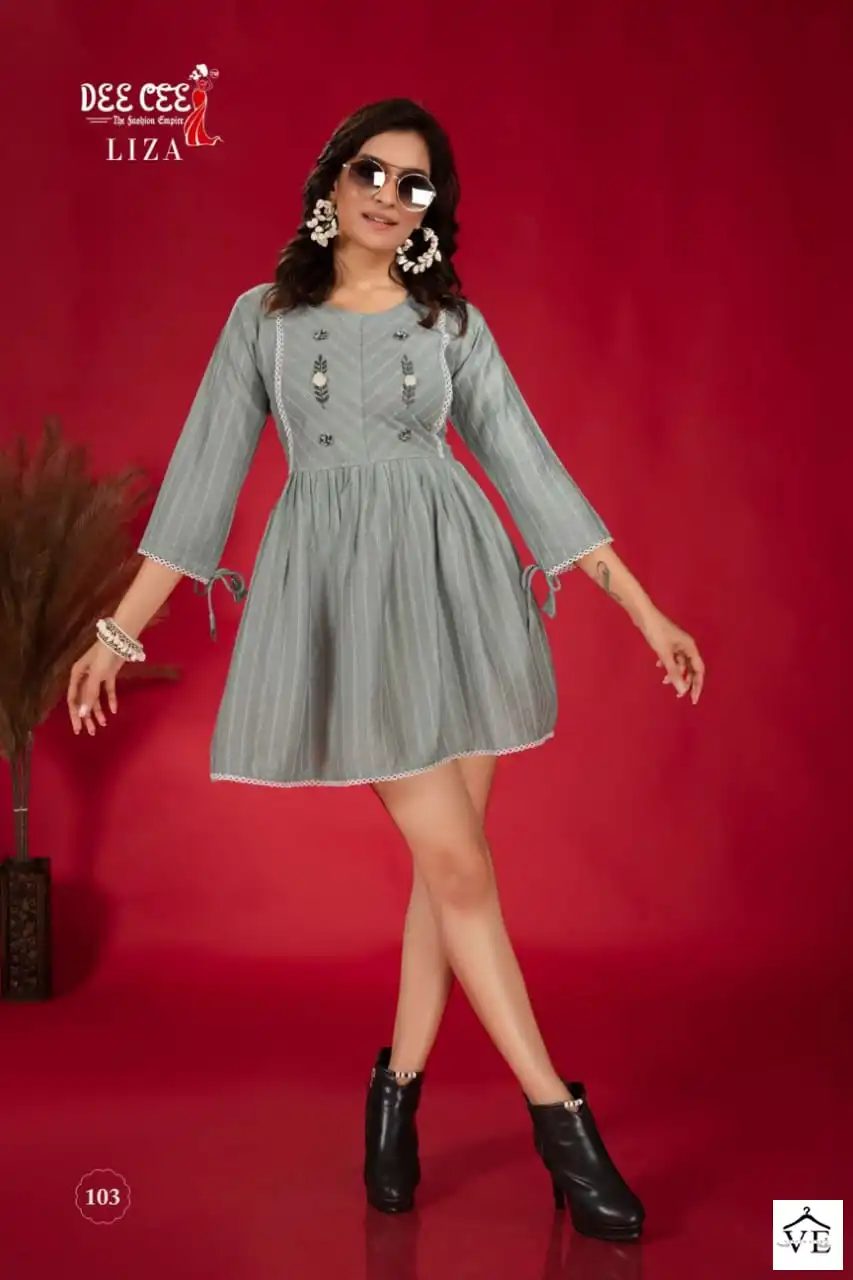 Deecee Liza Fancy Wholesale Short Kurtis Catalog — Wholesale Kurtis, MPA wholesale from Surat - Gallery Image 7