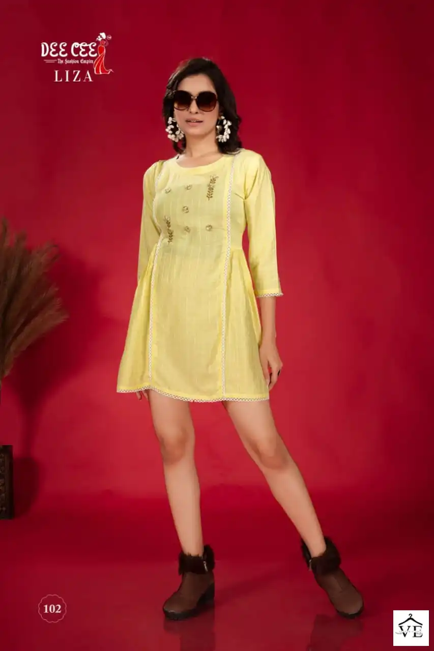 Deecee Liza Fancy Wholesale Short Kurtis Catalog — Wholesale Kurtis, MPA wholesale from Surat - Gallery Image 8