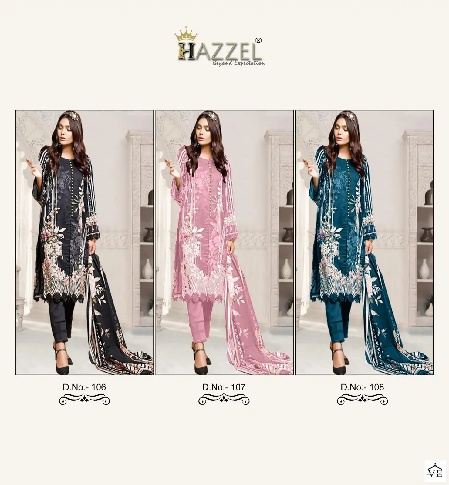 Hazzel Mahgul Colours Lawn Cotton Wholesale Pakistani Suits Catalog — Wholesale Salwar Suits, MPA wholesale from Surat — view 7