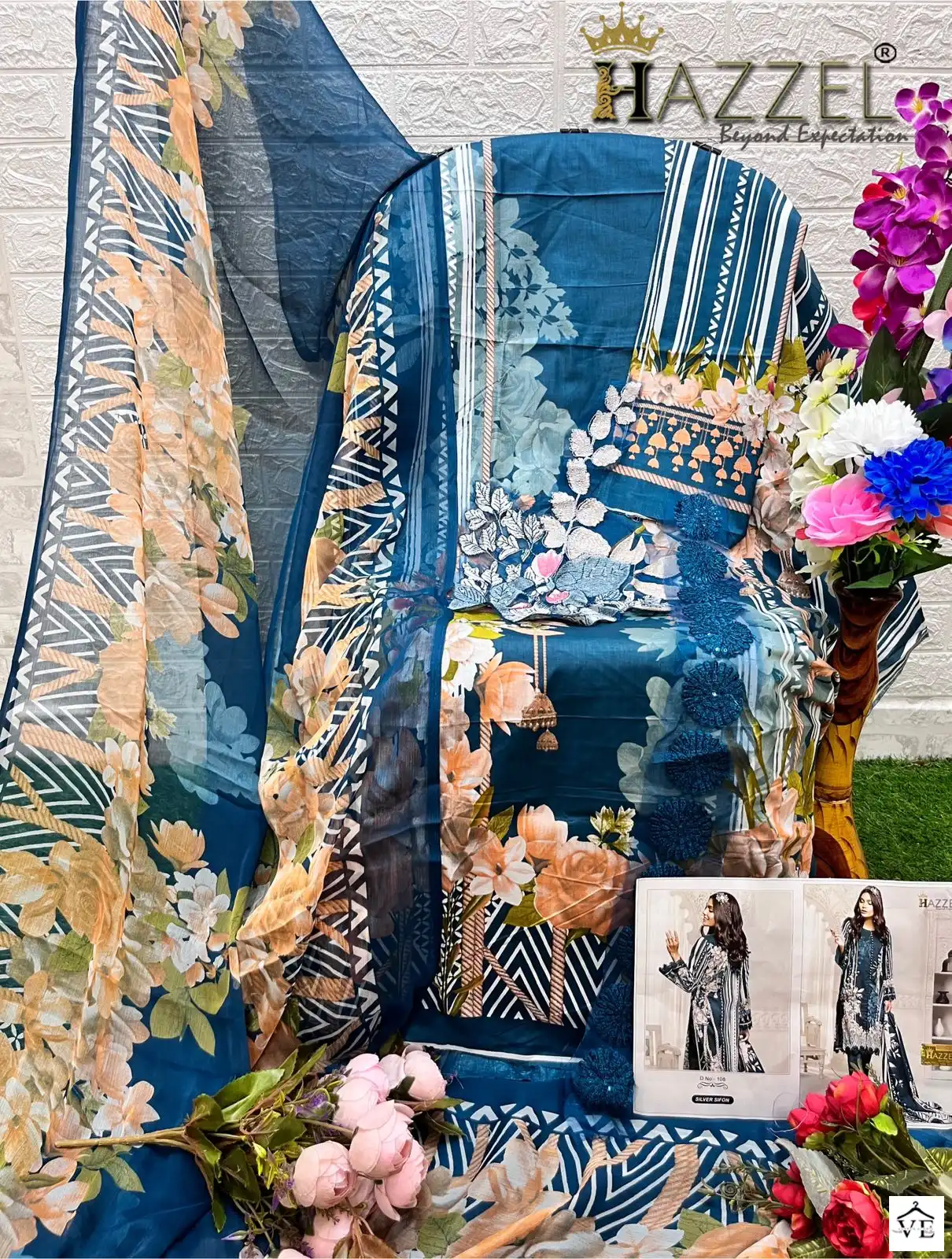 Hazzel Mahgul Colours Lawn Cotton Wholesale Pakistani Suits Catalog — Wholesale Salwar Suits, MPA wholesale from Surat - Gallery Image 2