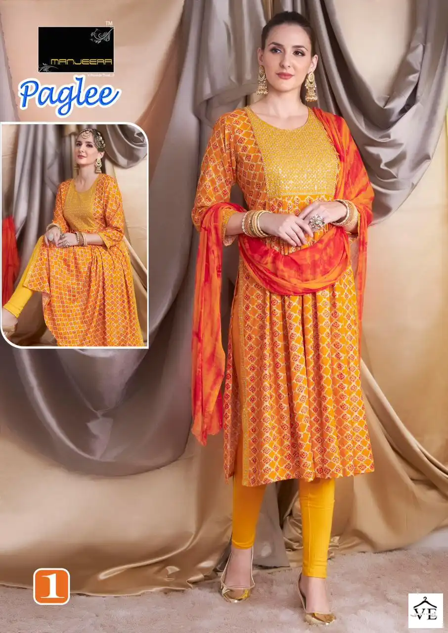 Vardan Ethnic Manjeera Paglee Rayon Foil Print Wholesale Readymade Salwar Suit Catalog — Wholesale Salwar Suits, MPA wholesale from Surat - Gallery Image 2