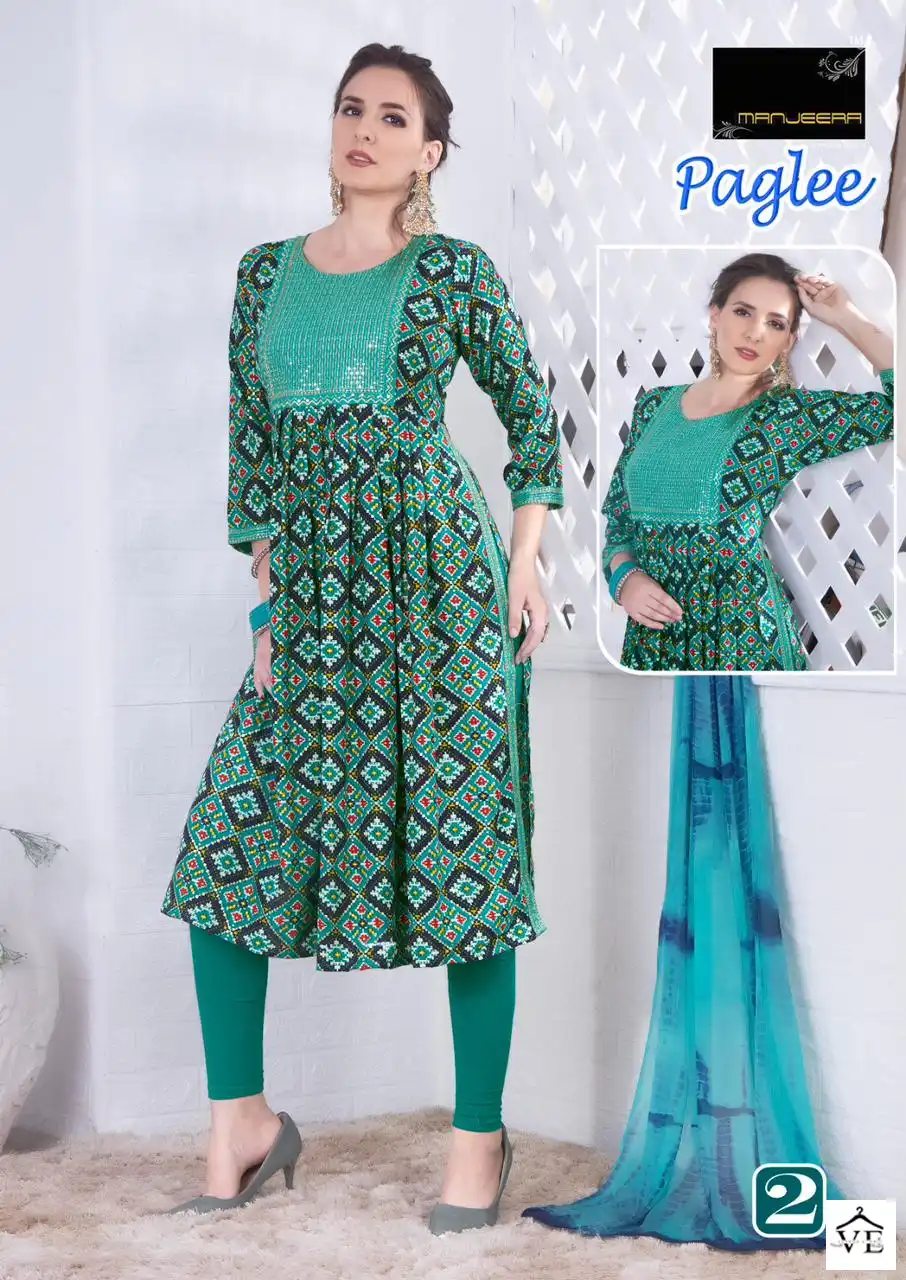 Vardan Ethnic Manjeera Paglee Rayon Foil Print Wholesale Readymade Salwar Suit Catalog — Wholesale Salwar Suits, MPA wholesale from Surat - Gallery Image 3