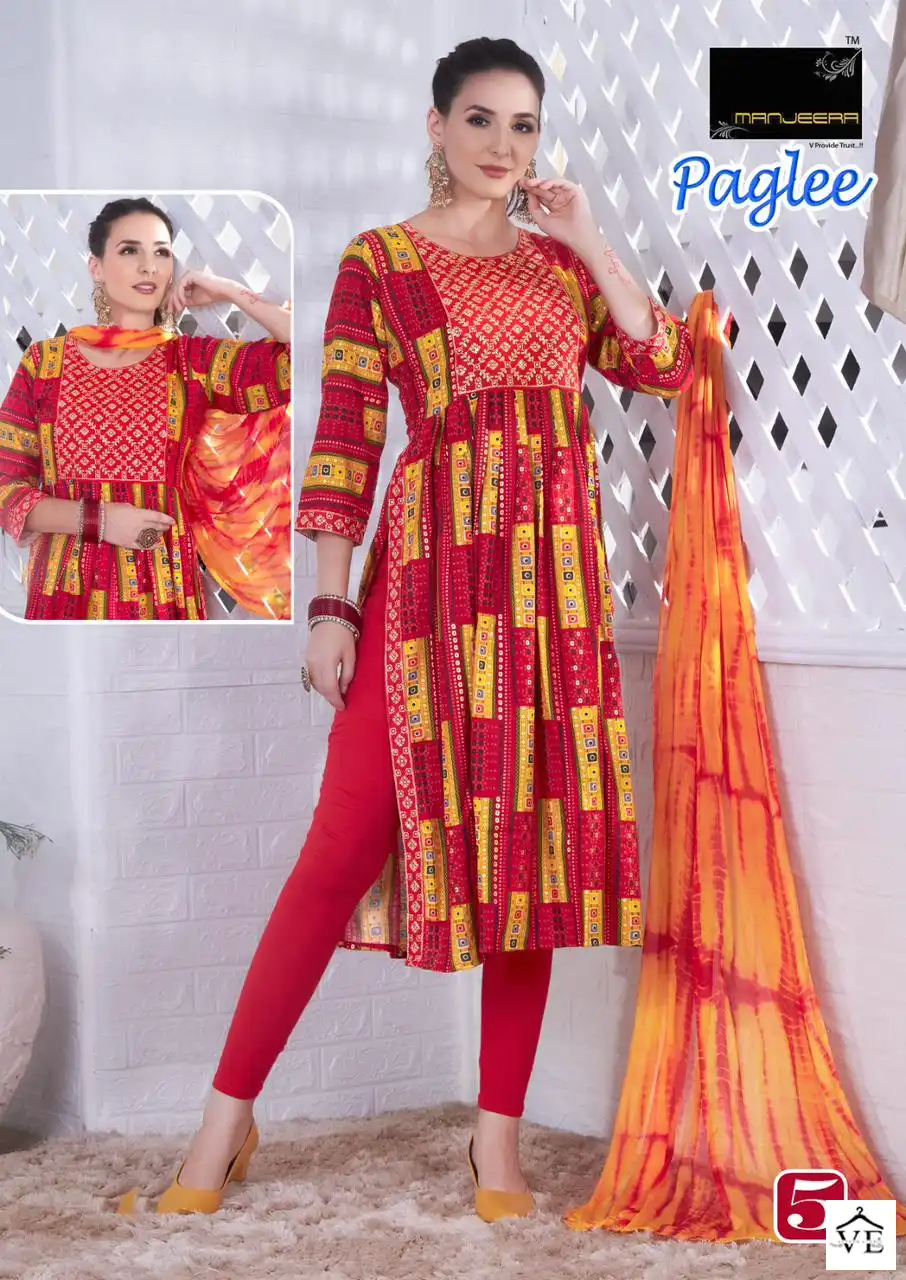 Vardan Ethnic Manjeera Paglee Rayon Foil Print Wholesale Readymade Salwar Suit Catalog — Wholesale Salwar Suits, MPA wholesale from Surat - Gallery Image 5