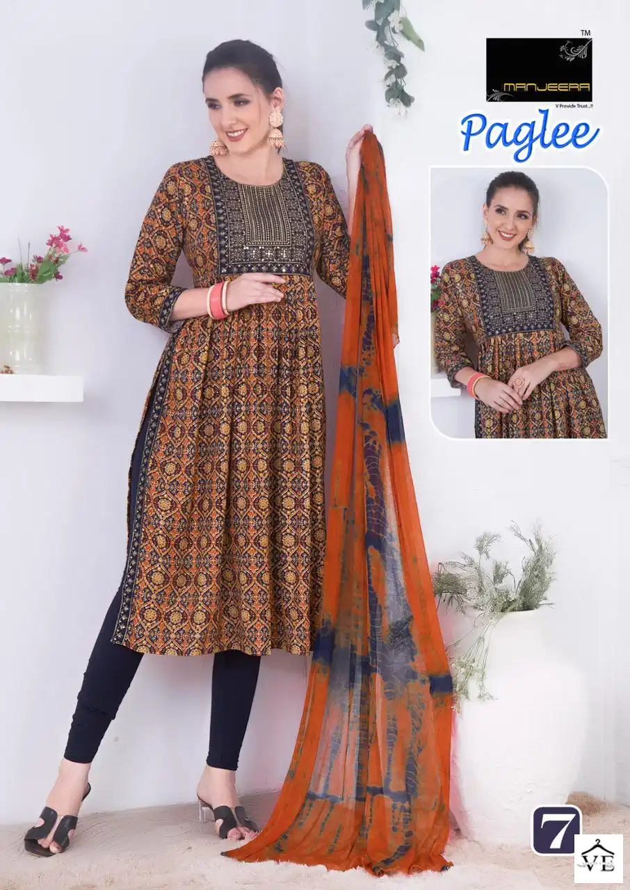 Vardan Ethnic Manjeera Paglee Rayon Foil Print Wholesale Readymade Salwar Suit Catalog — Wholesale Salwar Suits, MPA wholesale from Surat - Gallery Image 6