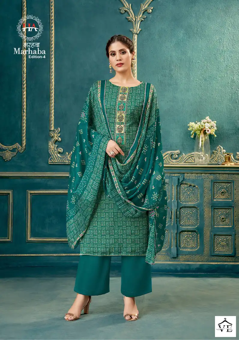 Harshit Fashion Marhaba Vol 4 Pure Cotton Slub Wholesale Salwar Suit Catalog — Wholesale Salwar Suits, MPA wholesale from Surat - Gallery Image 5