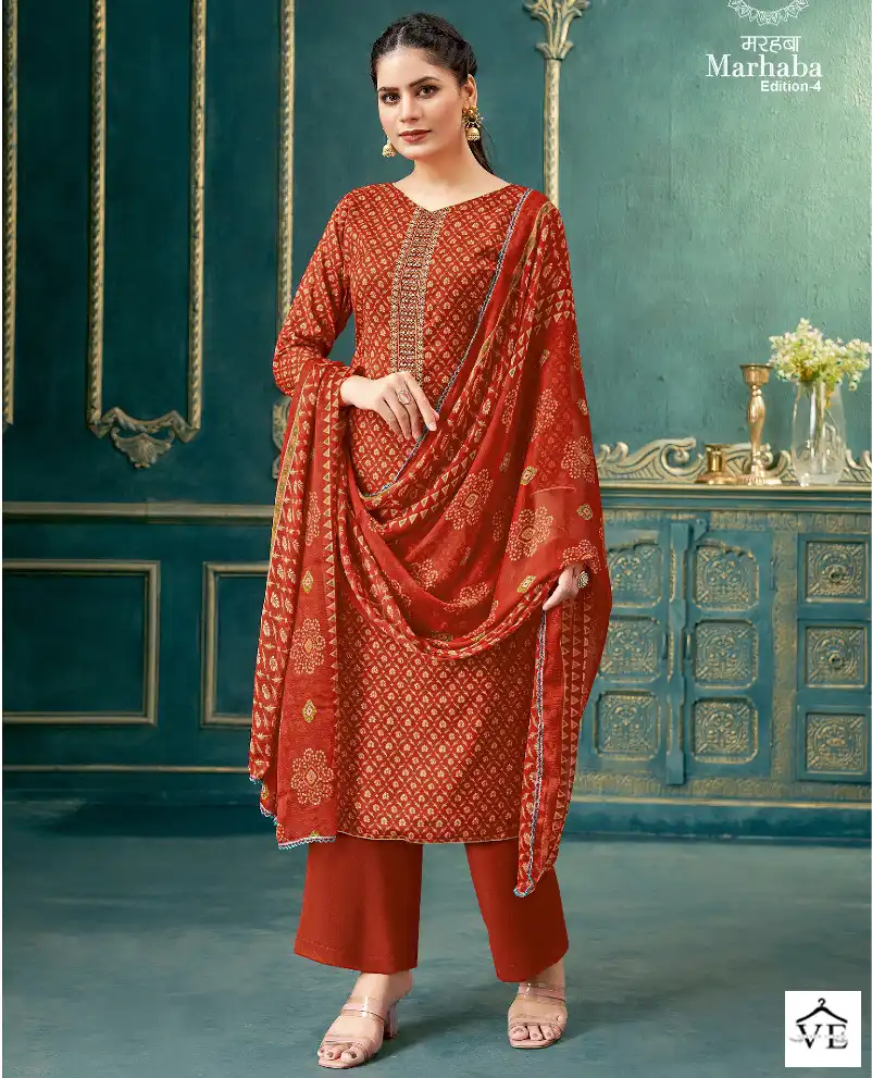 Harshit Fashion Marhaba Vol 4 Pure Cotton Slub Wholesale Salwar Suit Catalog — Wholesale Salwar Suits, MPA wholesale from Surat — view 1