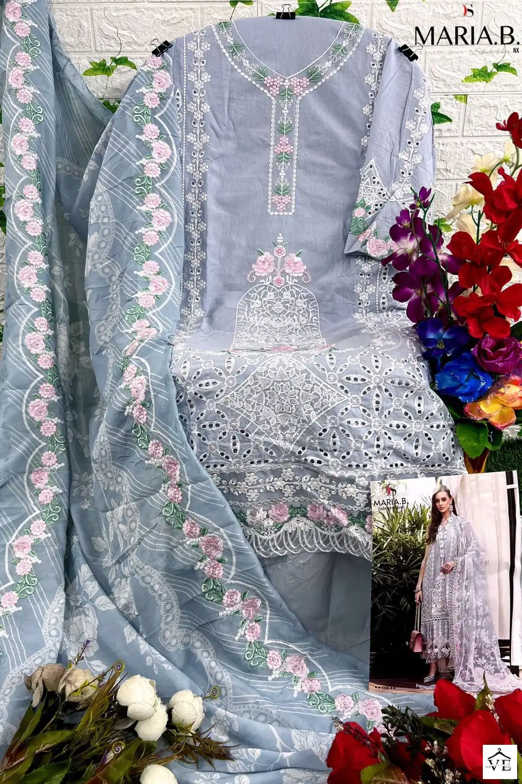 Deepsy Maria B Embroidered Lawn Pure Cambric Cotton Wholesale Pakistani Suit Catalog — Wholesale Salwar Suits, MPA wholesale from Surat - Gallery Image 9