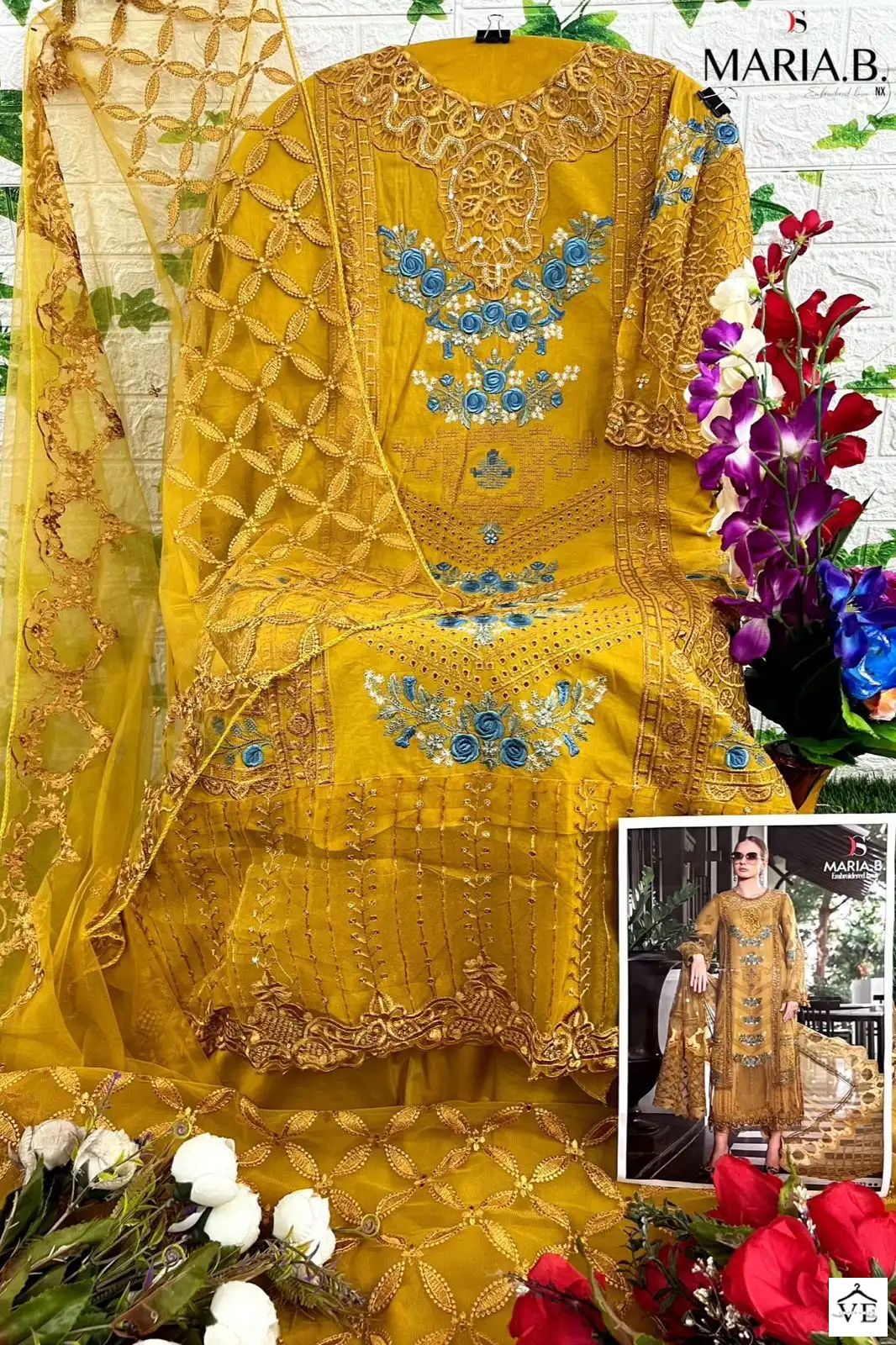 Deepsy Maria B Embroidered Lawn Pure Cambric Cotton Wholesale Pakistani Suit Catalog — Wholesale Salwar Suits, MPA wholesale from Surat - Gallery Image 7