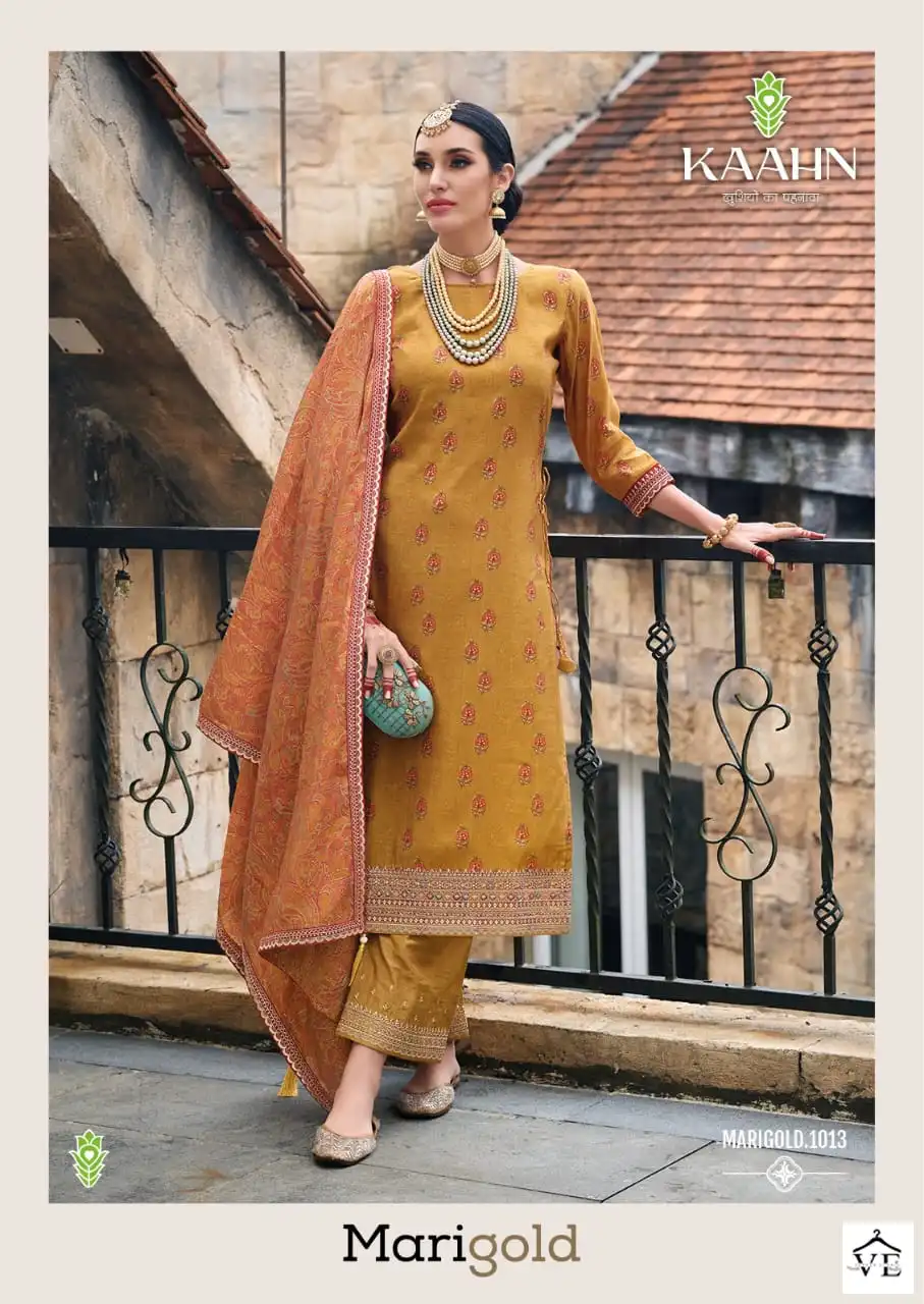 Vardan Ethnic Marigold Muslin Wholesale Fancy Sequence Designer Salwar Suit Catalog — Wholesale Salwar Suits, MPA wholesale from Surat — view 3