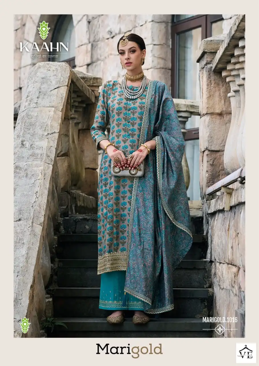 Vardan Ethnic Marigold Muslin Wholesale Fancy Sequence Designer Salwar Suit Catalog — Wholesale Salwar Suits, MPA wholesale from Surat — view 5