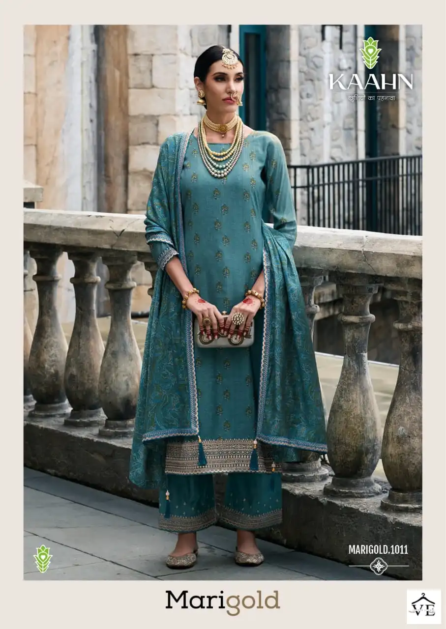 Vardan Ethnic Marigold Muslin Wholesale Fancy Sequence Designer Salwar Suit Catalog — Wholesale Salwar Suits, MPA wholesale from Surat — view 6