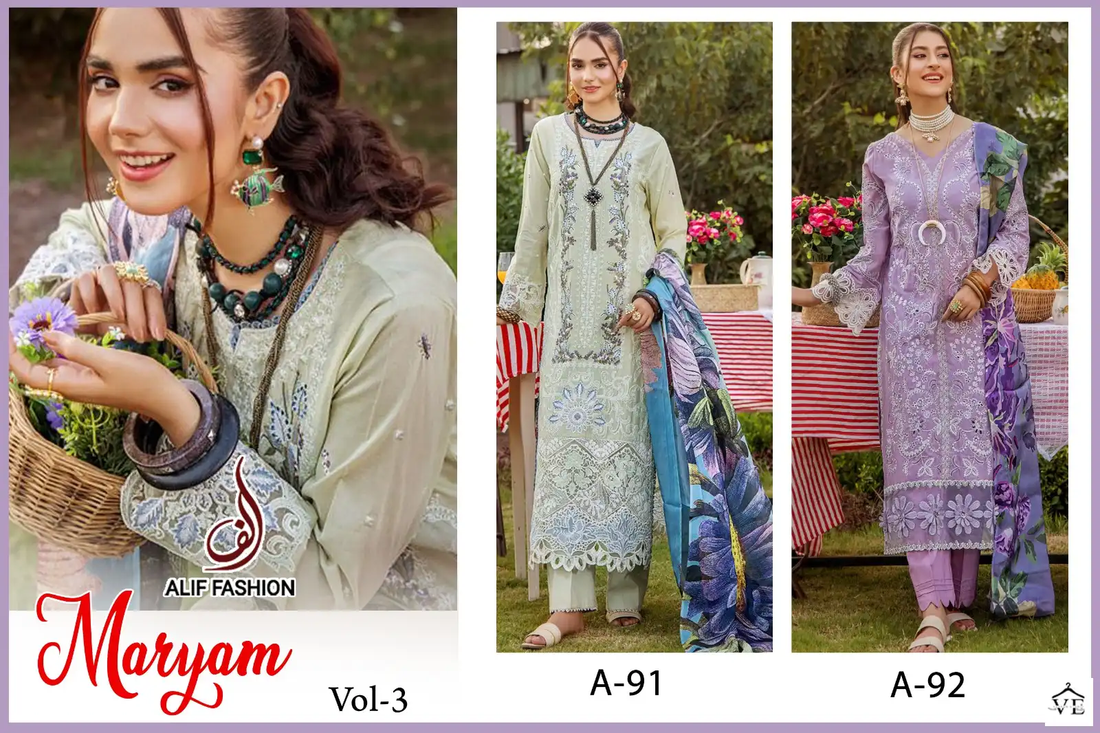 Alif Fashion Maryam Vol 3 Pure Cambric Cotton Wholesale Pakistani Suits Catalog — Wholesale Salwar Suits, MPA wholesale from Surat — view 9