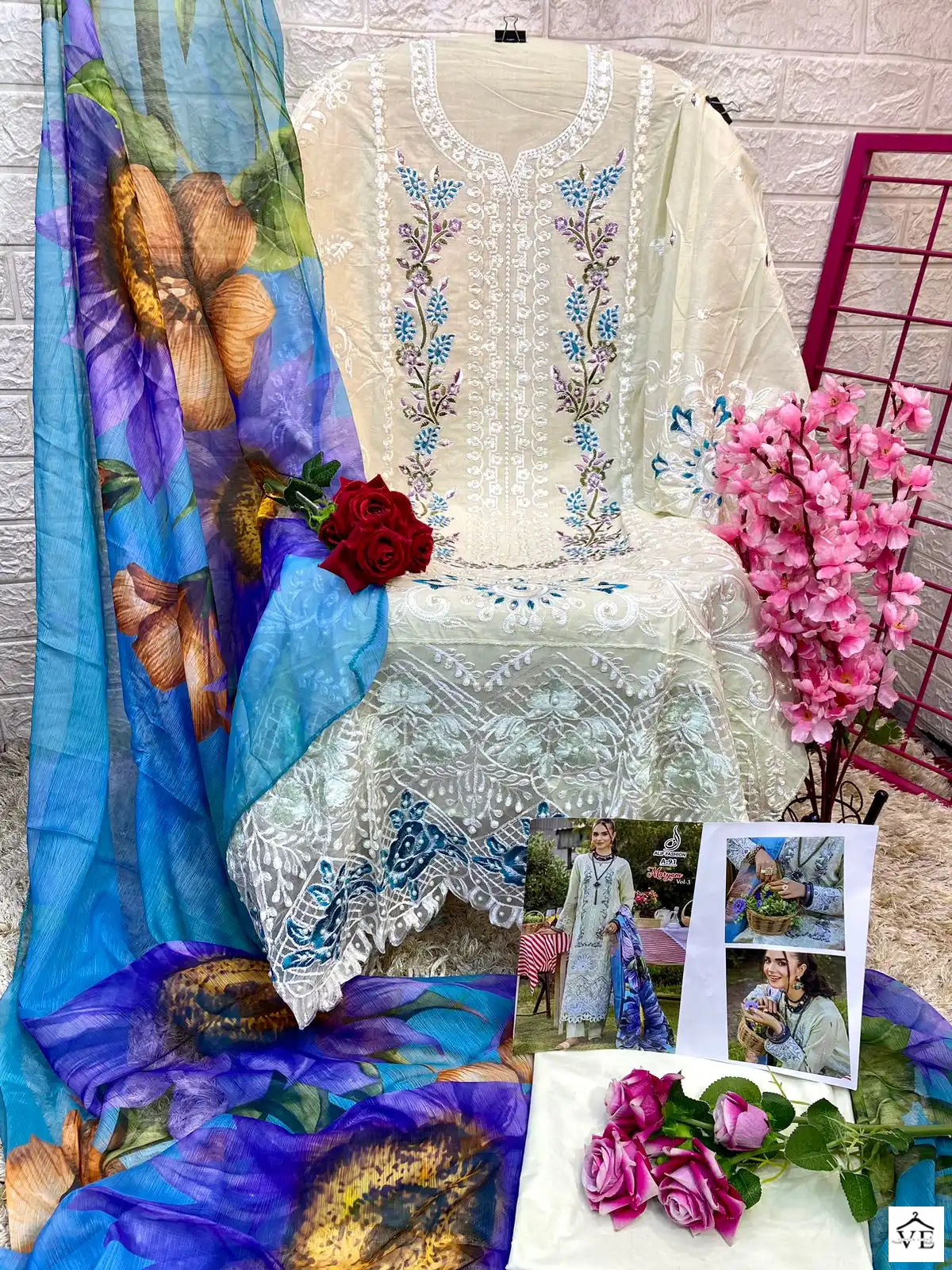 Alif Fashion Maryam Vol 3 Pure Cambric Cotton Wholesale Pakistani Suits Catalog — Wholesale Salwar Suits, MPA wholesale from Surat - Gallery Image 6
