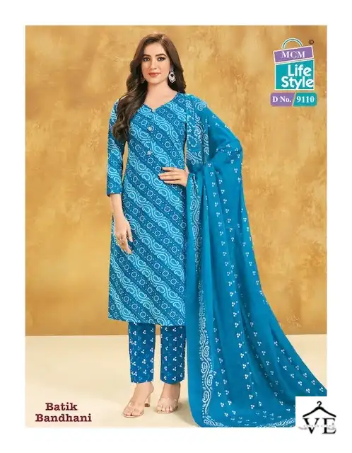 Mcm Lifestyle Batik Bandhni Special Cambric Cotton Wholesale Readymade Suits Catalog - Image 2