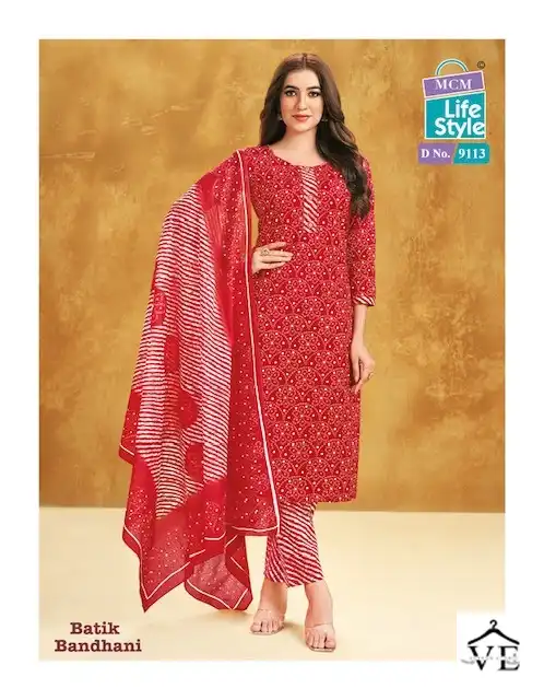 Mcm Lifestyle Batik Bandhni Special Cambric Cotton Wholesale Readymade Suits Catalog - Image 4