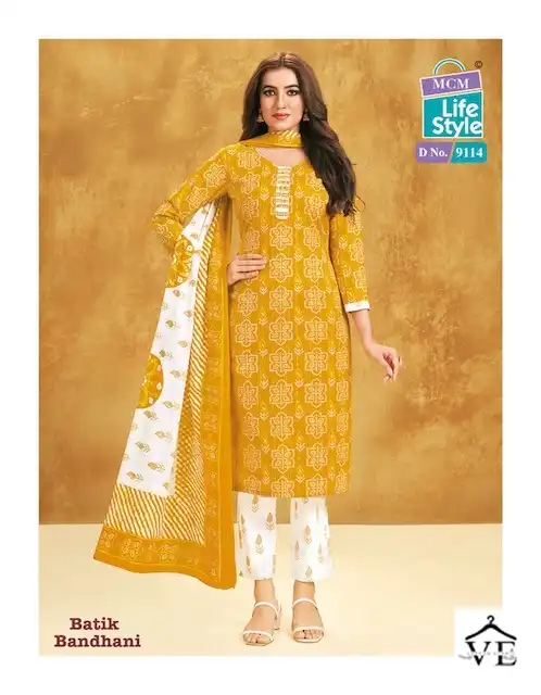 Mcm Lifestyle Batik Bandhni Special Cambric Cotton Wholesale Readymade Suits Catalog - Image 5