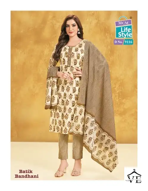 Mcm Lifestyle Batik Bandhni Special Cambric Cotton Wholesale Readymade Suits Catalog - Image 7