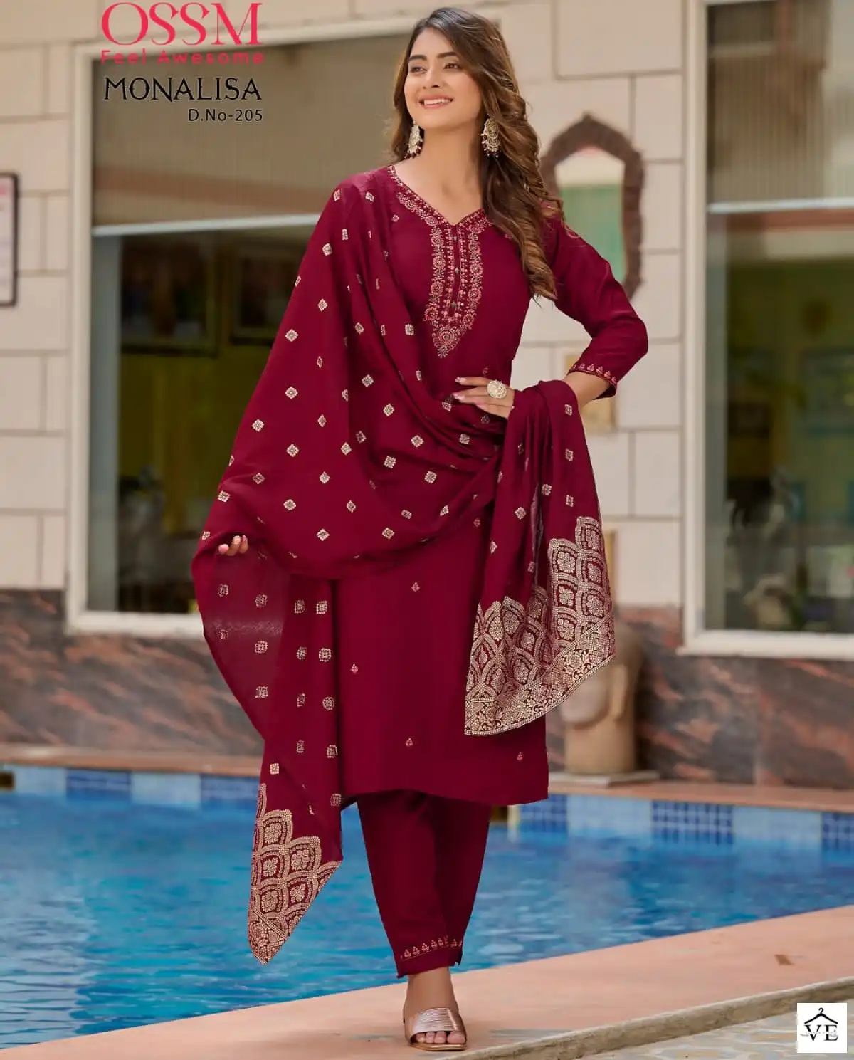 Ossm Monalisa Premium Viscose Muslin Slub Wholesale Readymade Suits Catalog — Wholesale Salwar Suits, MPA wholesale from Surat — view 1