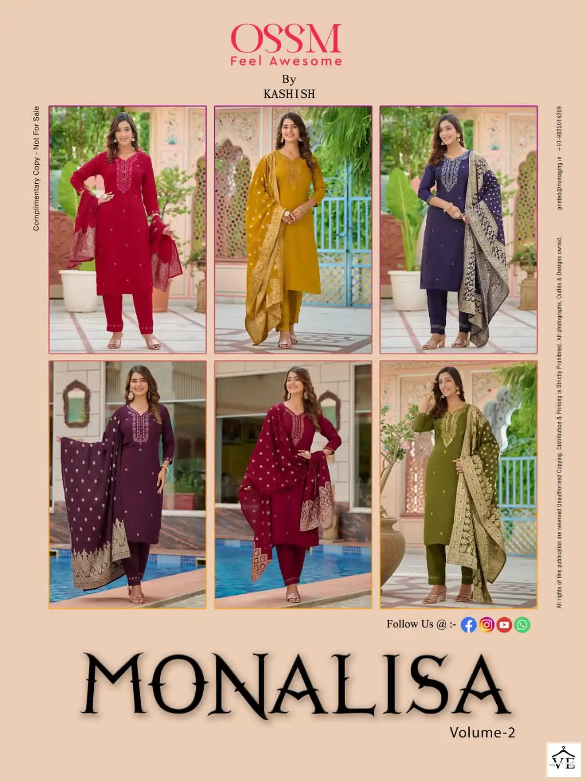 Ossm Monalisa Premium Viscose Muslin Slub Wholesale Readymade Suits Catalog — Wholesale Salwar Suits, MPA wholesale from Surat — view 7