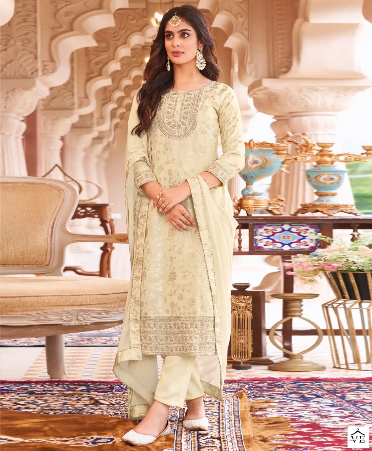VE Morni Pure Viscose Jacquard Wholesale Readymade Suits Catalog — Wholesale Salwar Suits, MPA wholesale from Surat — view 1