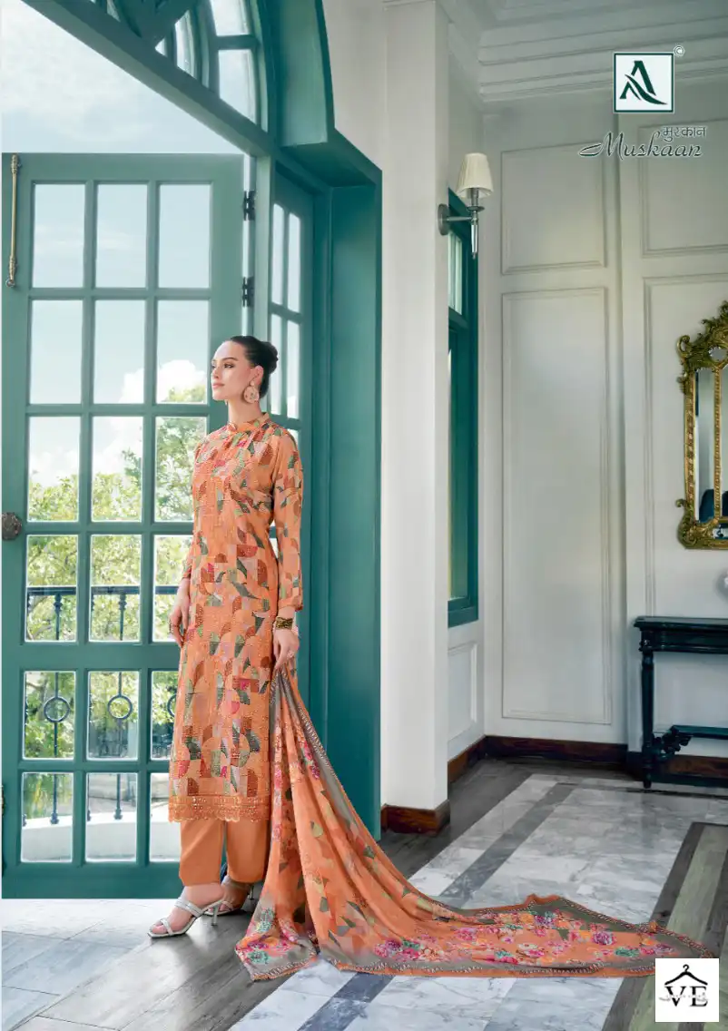 Alok Suits Muskaan Muslin Wholesale Fancy Salwar Suit Catalog — Wholesale Salwar Suits, MPA wholesale from Surat - Gallery Image 4