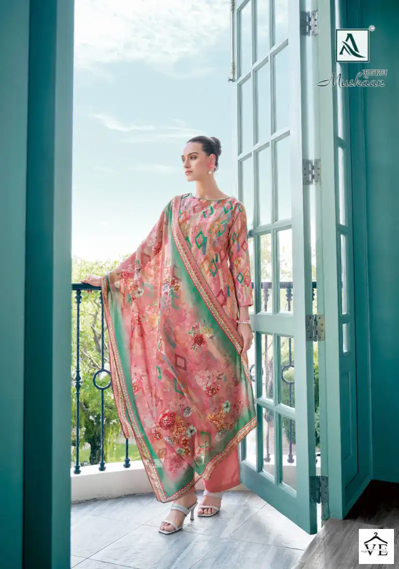 Alok Suits Muskaan Muslin Wholesale Fancy Salwar Suit Catalog — Wholesale Salwar Suits, MPA wholesale from Surat - Gallery Image 5