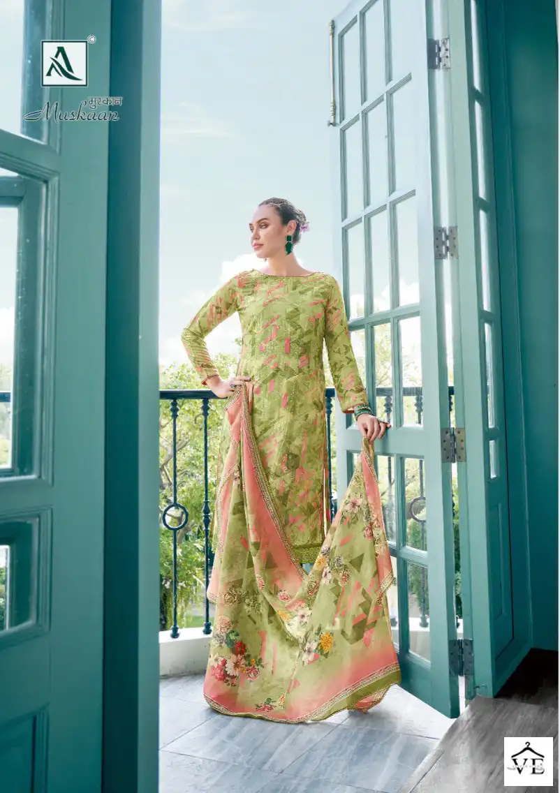 Alok Suits Muskaan Muslin Wholesale Fancy Salwar Suit Catalog — Wholesale Salwar Suits, MPA wholesale from Surat - Gallery Image 6