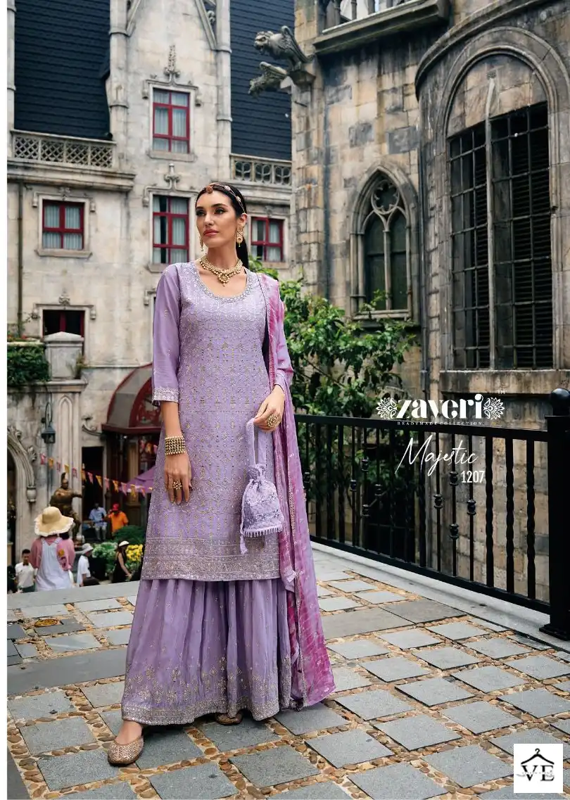 Zaveri Majestic Heavy Chinon Wholesale Readymade Suits Catalog — Wholesale Salwar Suits, MPA wholesale from Surat - Gallery Image 3