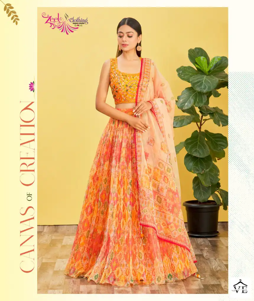 Zeel Mandakini Vol-2 Organza, Chinon Wholesale Lehenga Catalog — Wholesale Lehenga, MPA wholesale from Surat - Gallery Image 7