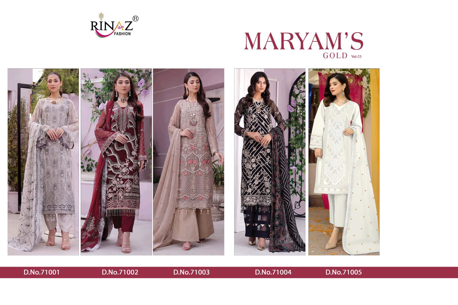 Rinaz Fashion Mariyam Gold Vol 23 Georgette Wholesale Pakistani Salwar Suit Catalog — Wholesale Salwar Suits, MPA wholesale from Surat — view 4